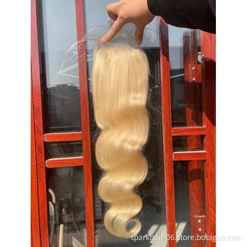 SPARK 13*4 Frontal Virgin Brazilian 613 Blond Human Hair 4x4 Swiss Lace Closure Extension for Women Blonde Silky Straight Wave